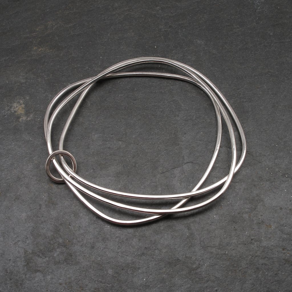 Triple Loop Bangle in Silver