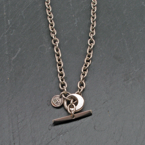 Belle & Bee Sterling Trace Chain Necklace with T Bar Charm