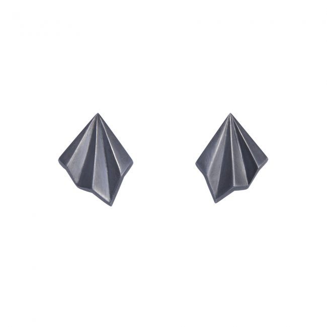 Oxidised Silver Pleated Studs by Alice Barnes