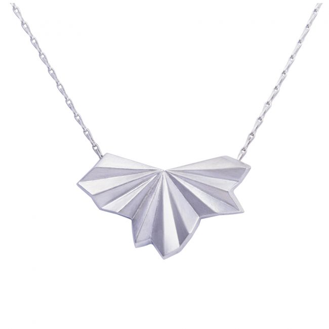 Silver Pleated Fan Necklace by Alice Barnes