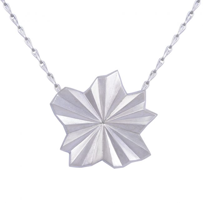 Silver Pleated Flower Necklace by Alice Barnes