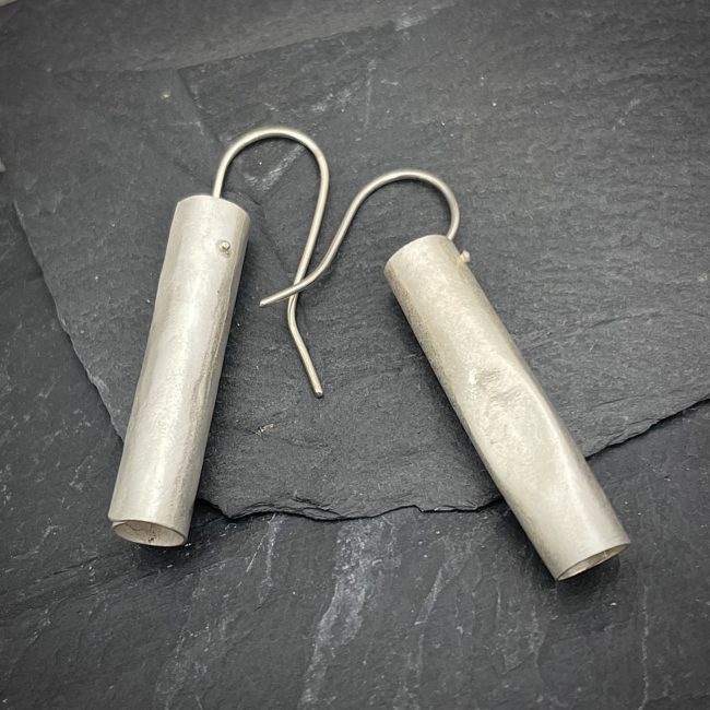 Silver Tubes Earrings by Hilary Brown