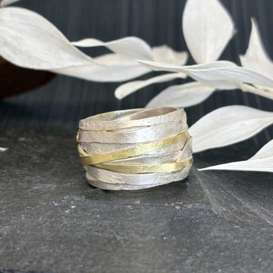 1mm silver and gold wrap ring