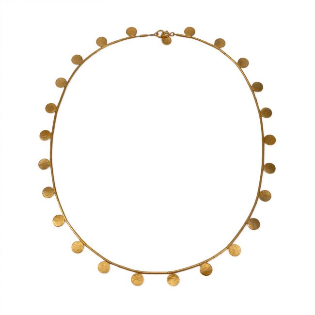 Gold vermeil Paillette Disc and bead necklace