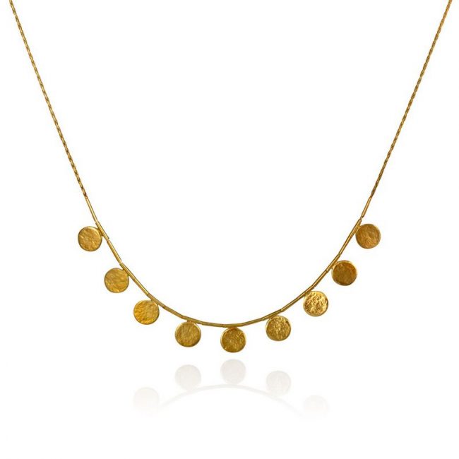 Paillette short necklace in gold vermeil