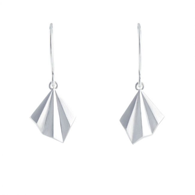 Silver pleated hook earrings by Alice Barnes