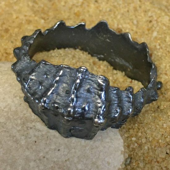 Oxidised silver Beachcomber ring by Milly Munday
