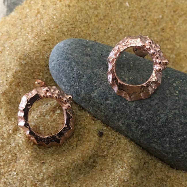 Rose gold plated Mini Limpet Stud Earrings by Milly Munday