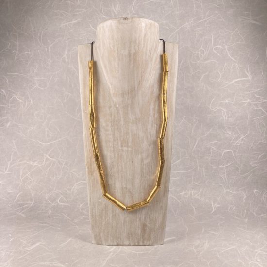 Gold plated Tubes necklace by Hilary Brown