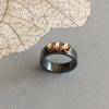 Ring, cluster wide 6 x 2, 3 pods, oxi/18ct red gold by Jenifer Wall