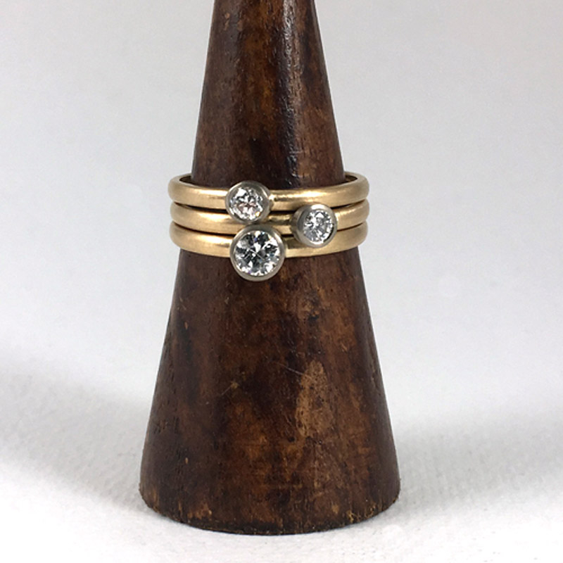 Recycled 18ct gold and diamond ring set