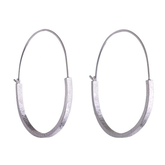 Large, textured sterling silver hoop earrings by lucy Thompson