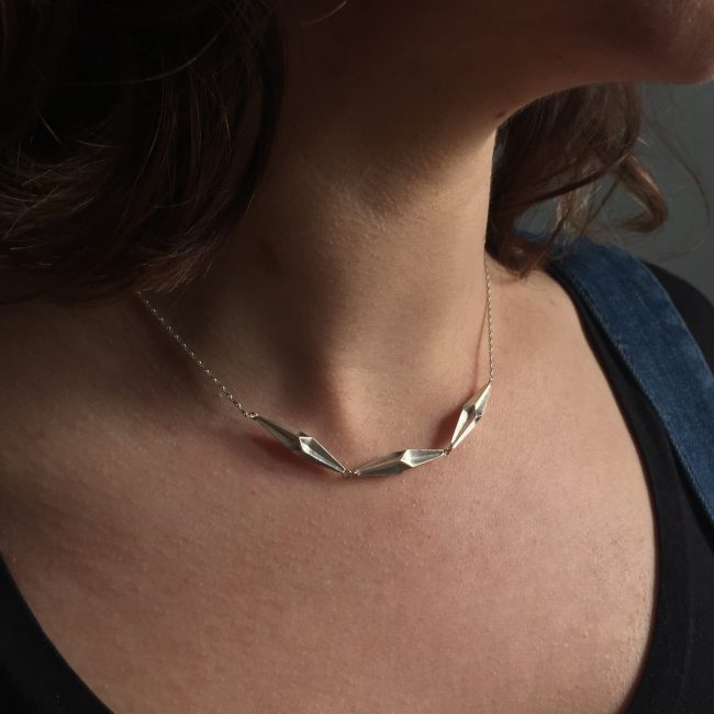 Silver Triple Shard necklace by Alice Barnes