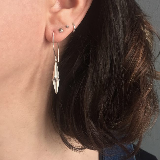 Silver Shard Drop earrings by Alice Barnes