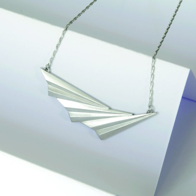 Silver Pleated Wave necklace by Alice Barnes