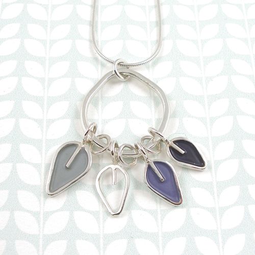 Silver and enamel mini drop pendant by Emma Leonard