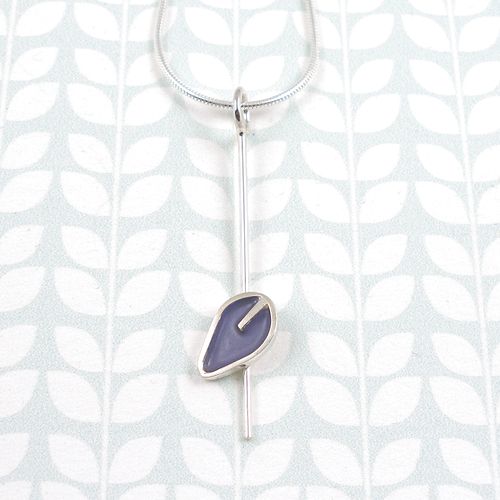 Silver and lilac enamel wire pendant by Emma Leonard