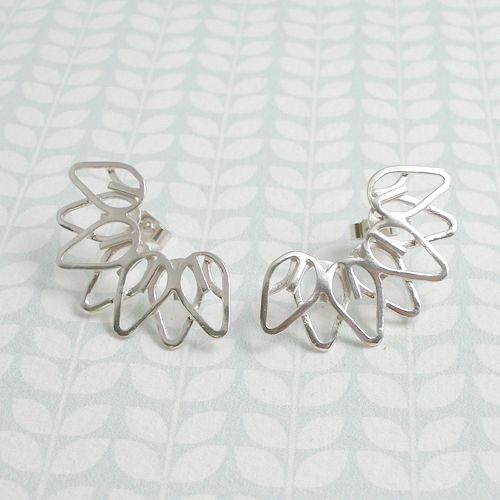 Silver Half Spiro stud earrings by Emma Leonard