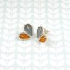 Silver and enamel double leaf stud earrings by Emma Leonard