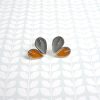 Silver and enamel double leaf stud earrings by Emma Leonard