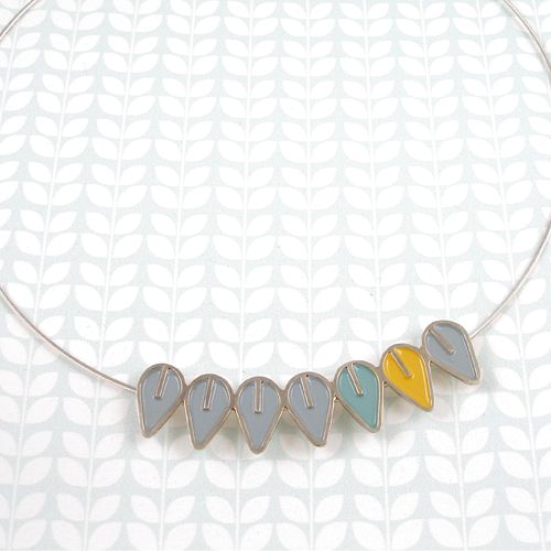 Silver and enamel leaf line necklace by Emma Leonard