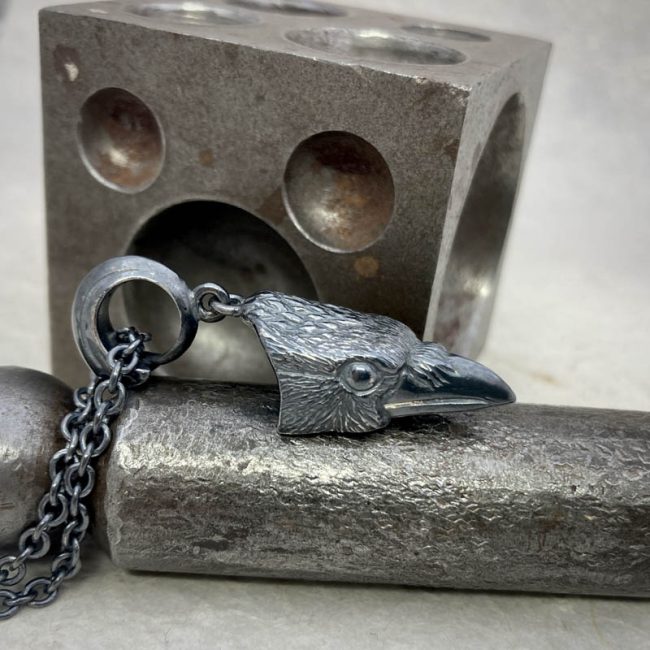 Oxidised silver Crow necklace by Chris Hawkins