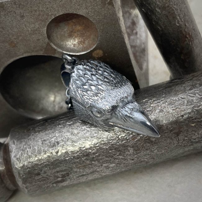 Oxidised silver Crow necklace by Chris Hawkins