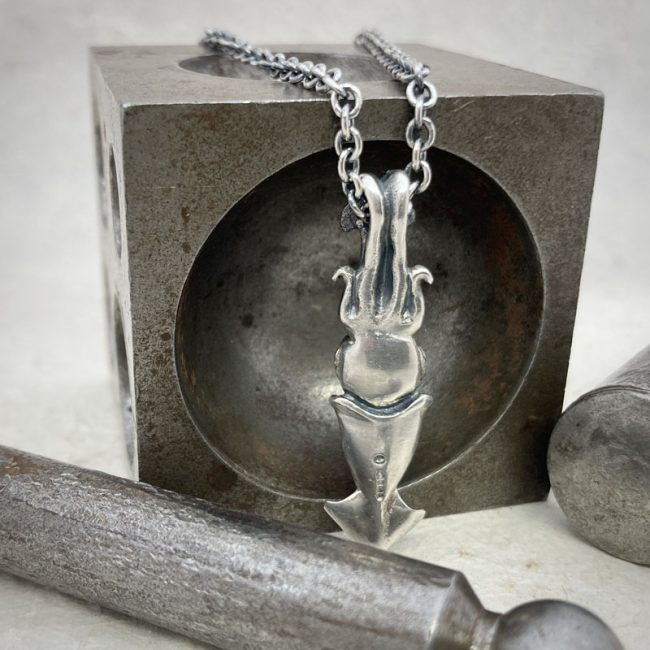 Silver Squid necklace by Chris Hawkins