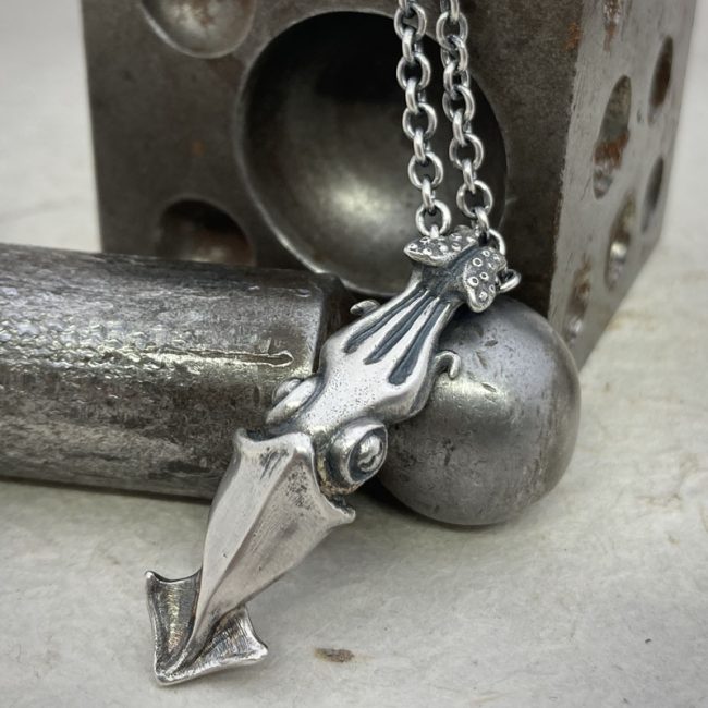 Silver Squid necklace by Chris Hawkins