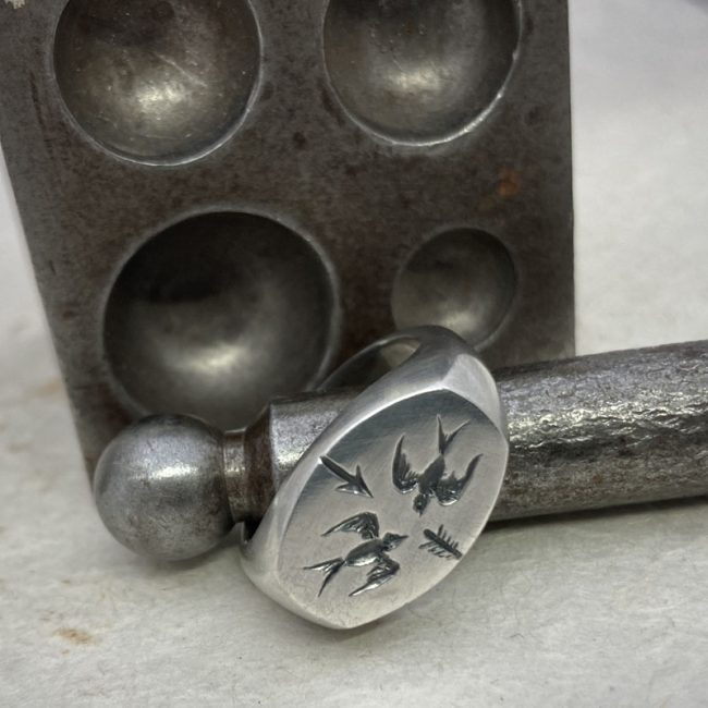 Silver Swallow and arrow signet ring by Chris Hawkins
