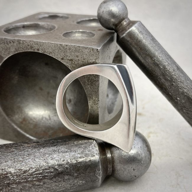 Silver Thorn ring with oxidised detail by Chris Hawkins