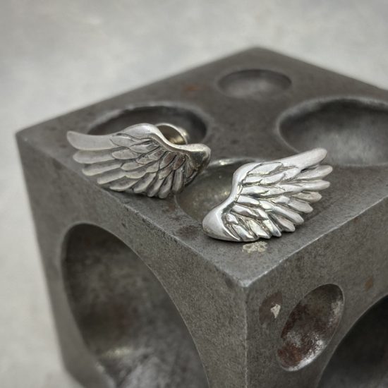 Silver Wing stud earrings by Chris Hawkins