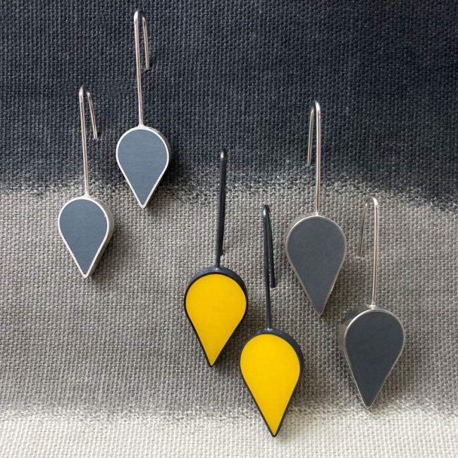 Resin and silver teardrop earrings by Claire Lowe