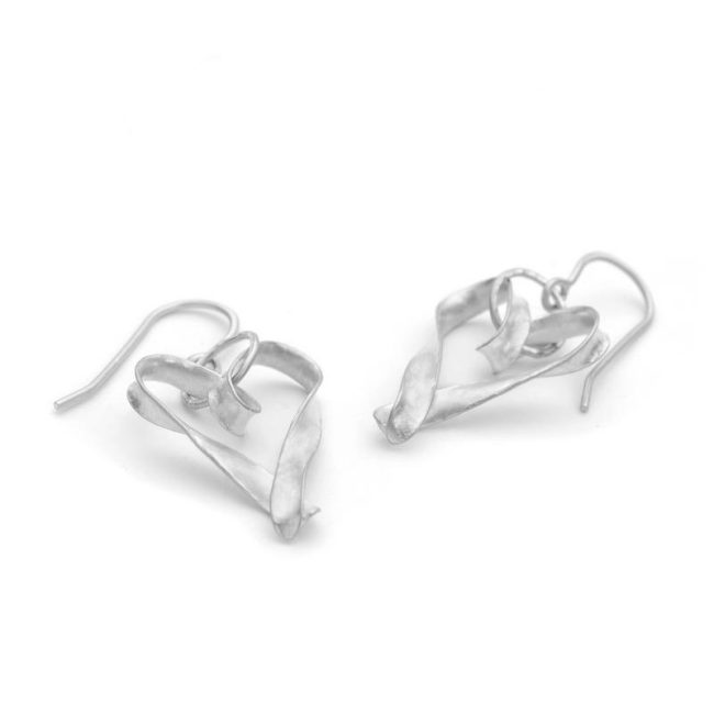 Heart drop earrings in silver by Anne Massey