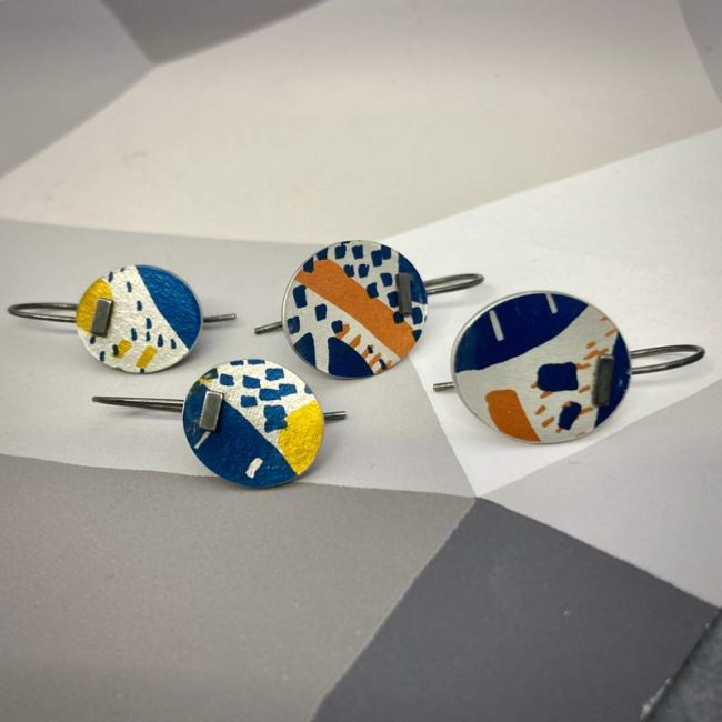 Pattern drop earrings by Lindsey Mann