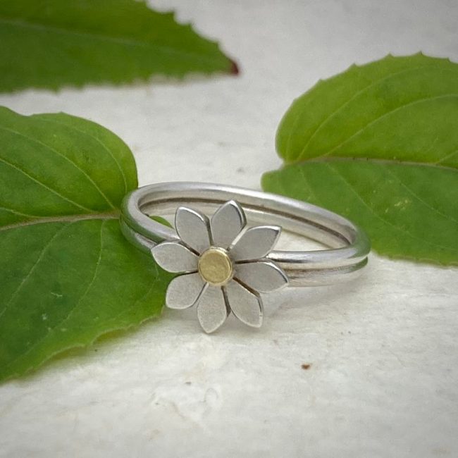 Little Dahlia ring in silver and 18ct gold by Diana Greenwood