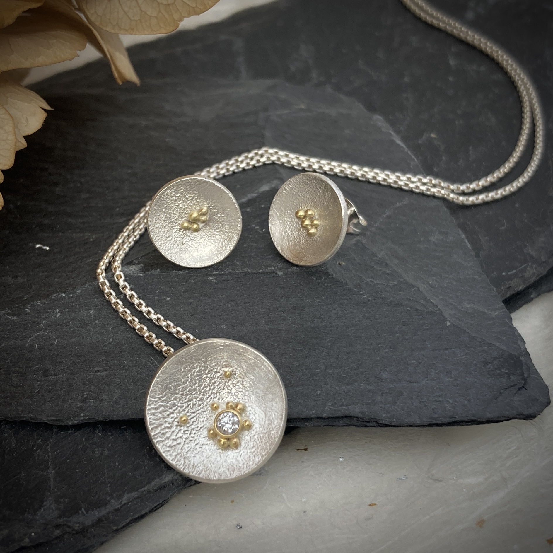 Silver domed disc necklace | SineadsSilverDesign