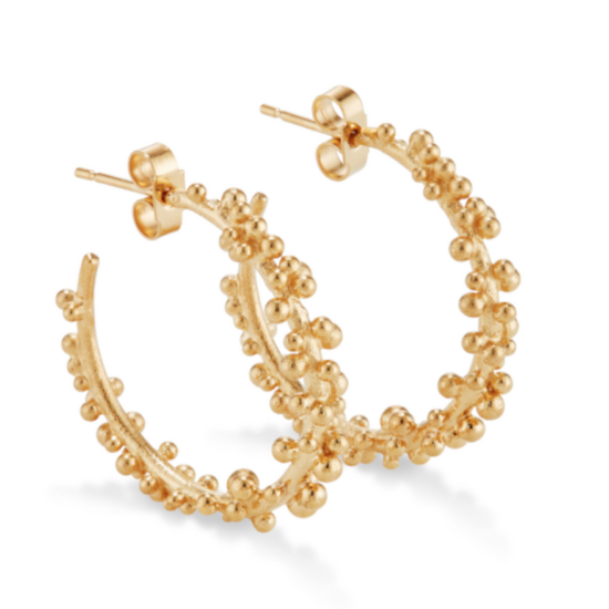 Gold plated granulated hoop earrings