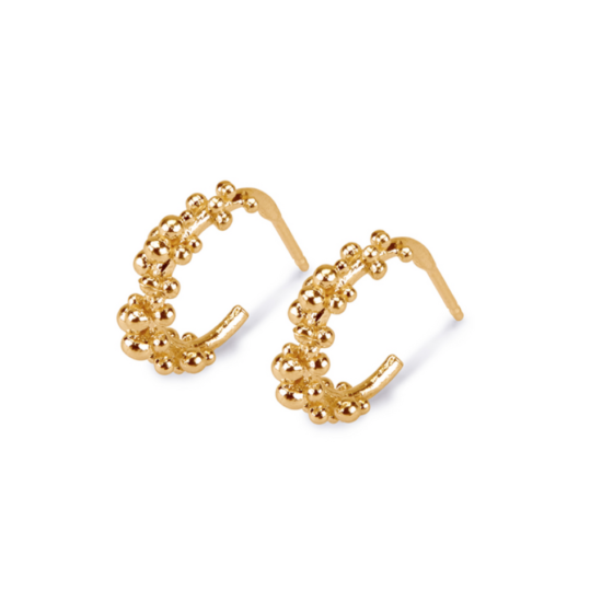 Gold plated granulated hoop earrings