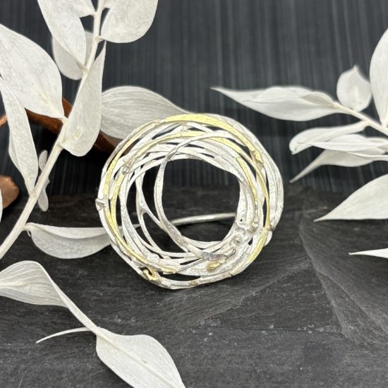 Sterling Silver & 18ct Gold Horixontal Wrap Ring