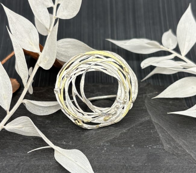 Sterling Silver & 18ct Gold Horixontal Wrap Ring