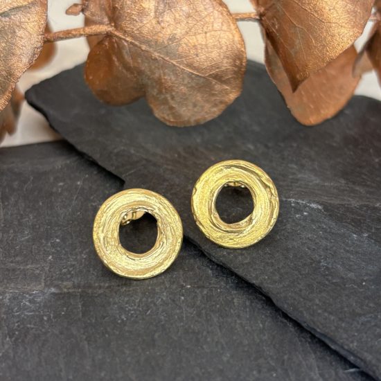 Gold Plated Small Circle Brushstroke Earrings