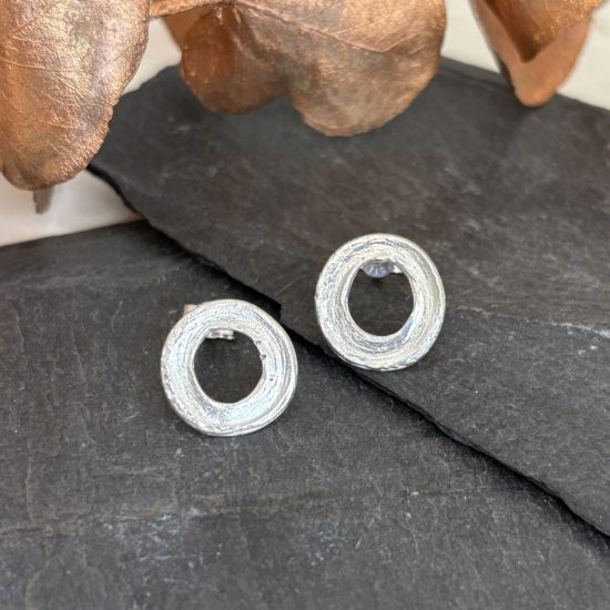 Sterling Silver Small Circle Brushstroke Earrings