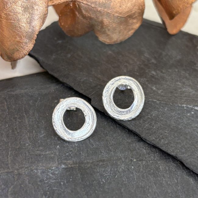 Sterling Silver Small Circle Brushstroke Earrings