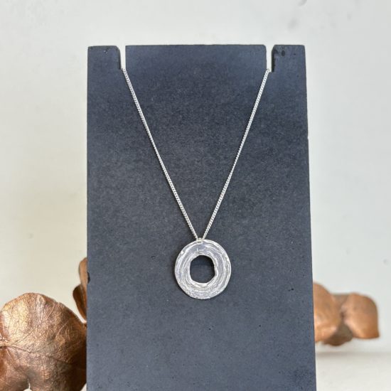 Sterling Silver Small Circle Brushstroke Necklace